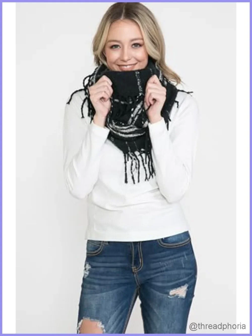 Women's Plaid Infinity Scarf Ultra Soft Warm Circle Loop Winter